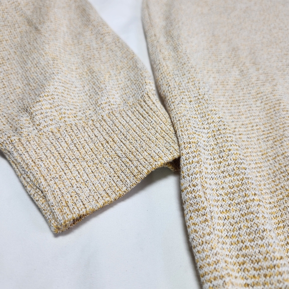 Vintage Mens Cream And Yellow Zip Up  Collar Sweater Size Med Made In USA - Picture 6 of 9